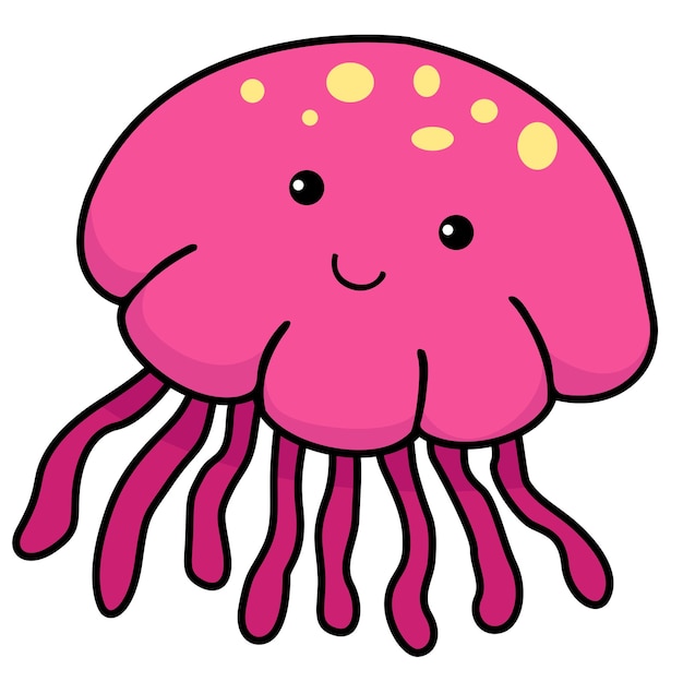 Illustration of colorful cartoon character jellyfish