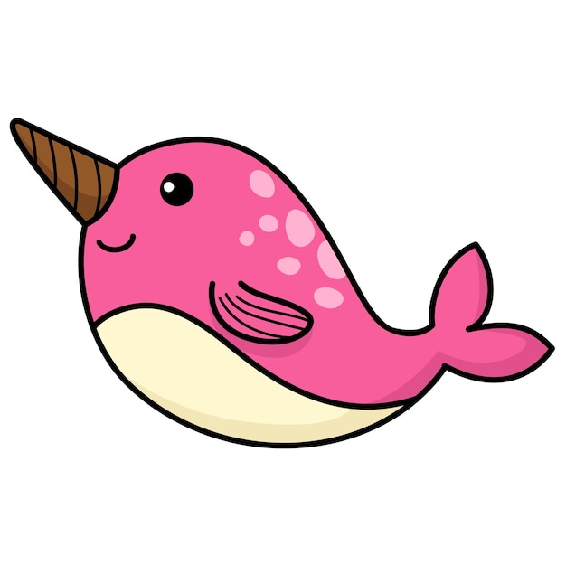 Illustration of colorful cartoon character narwhal