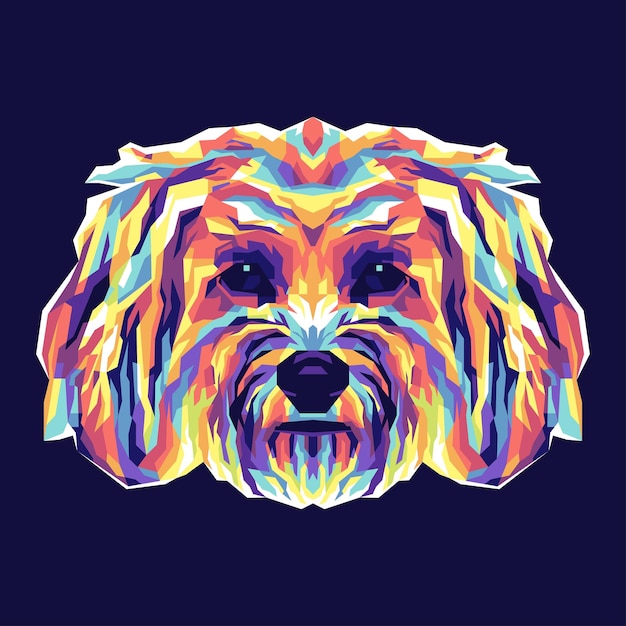 Illustration colorful Dog head with pop art style