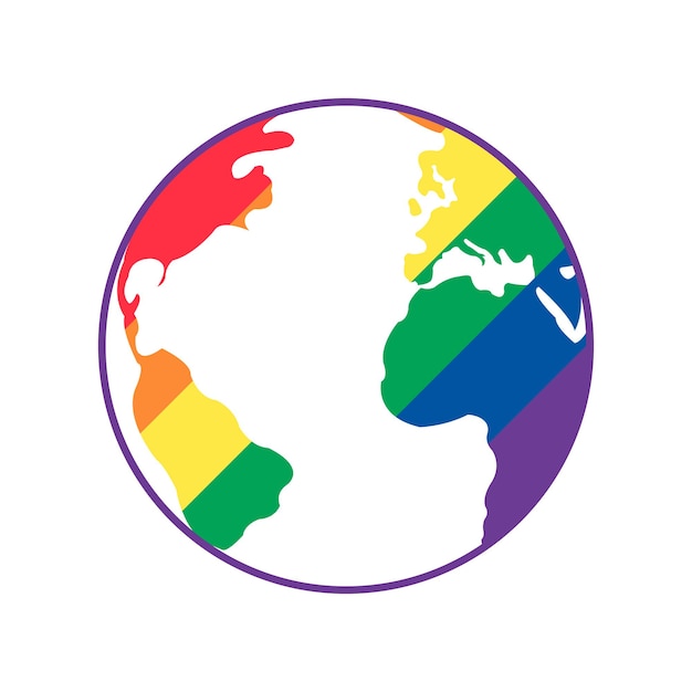 An illustration of a colorful globe Pride month concept Rainbow flag