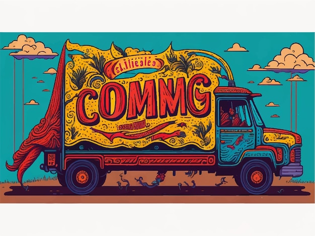 Vector illustration of colorful welcome banner in truck art kitsch style of india