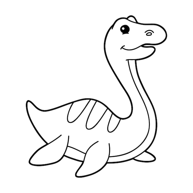 illustration coloring page with cartoon dinosaur Elasmosaurus