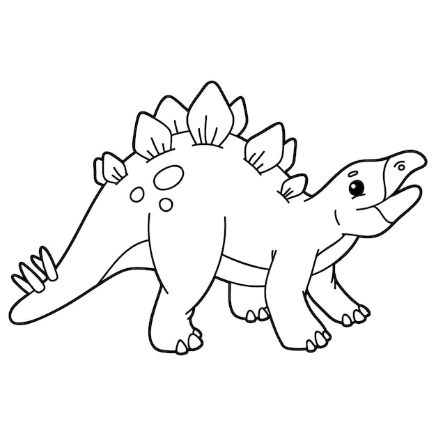 illustration coloring page with cartoon dinosaur stegosaurus