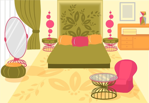 Illustration Comfortable Beautiful Bedroom.