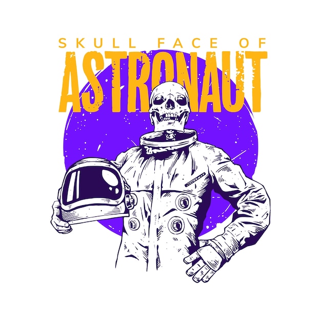 Illustration concept of astronaut with skull face