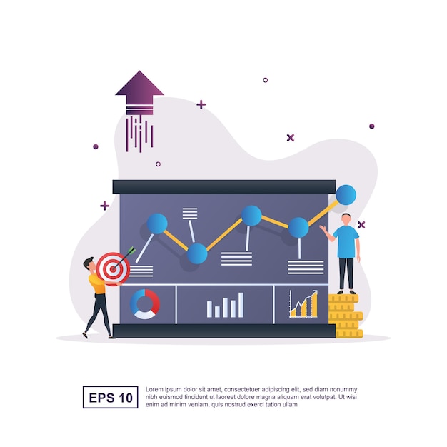 Illustration concept of business growth with an ever increasing graph.