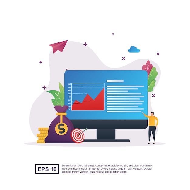 Illustration concept of business growth with with ascending diagram.