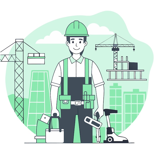 Vector illustration concept of a construction worker