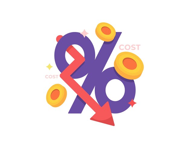 Vector illustration concept of decreasing and reducing business costs