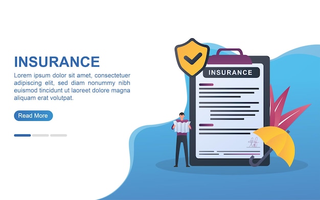 Illustration concept of insurance with the person writing the insurance agreement.