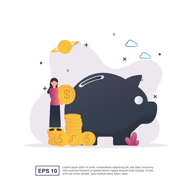 Illustration concept of money saving with a large piggy bank.