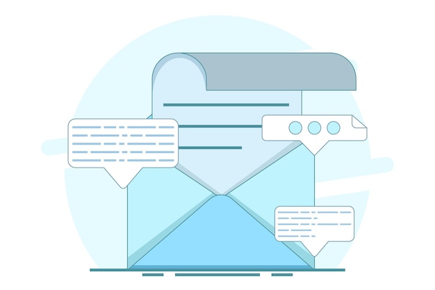 Vector illustration the concept of sending and receiving email messages or social networks or chat