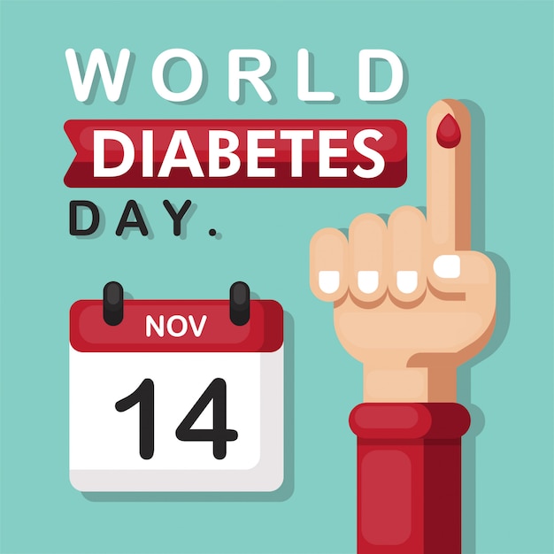 Illustration concept of World Diabetes Day with Flat Style