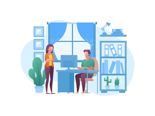 Illustration concepts about working from home