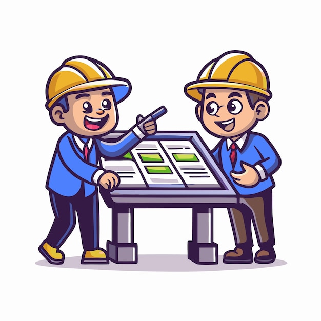 Vector illustration of construction work cartoon characters