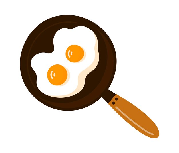 Illustration of cooked fried eggs in a frying pan