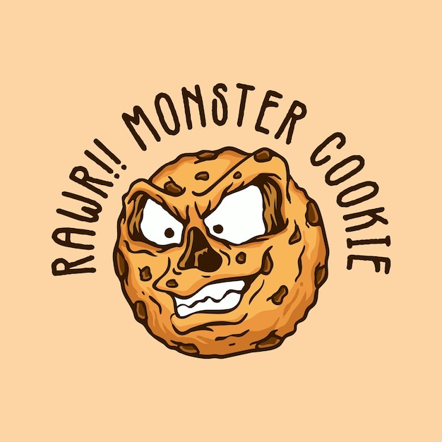 Illustration of a cookie with a scary face