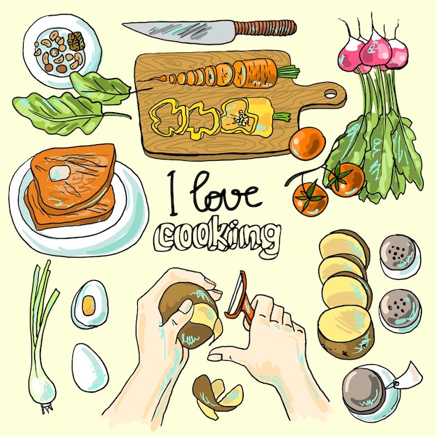 Illustration of cooking