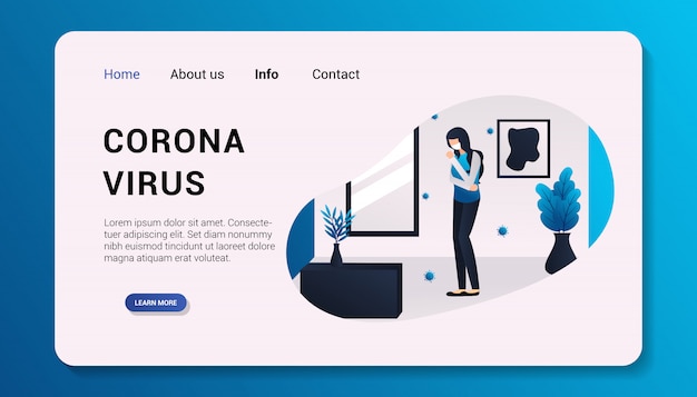   illustration of corona virus landing page template flat design