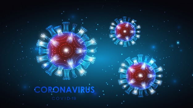 illustration of coronovirus particles on a luminous   background. Epidemic, pandemic, medicine, virus vaccine.