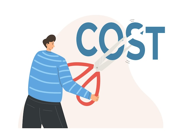 Illustration of cost reduction or decrease expense