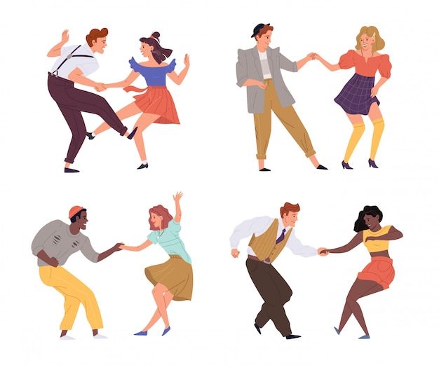 illustration couples dance twist set