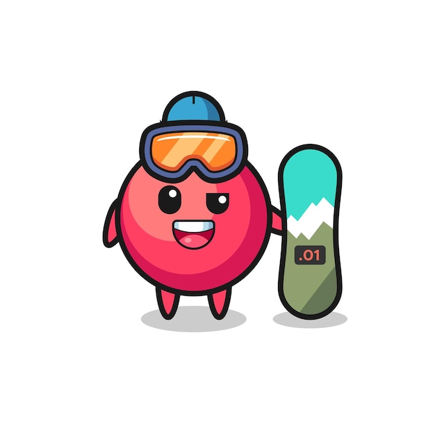 Illustration of cranberry character with snowboarding style