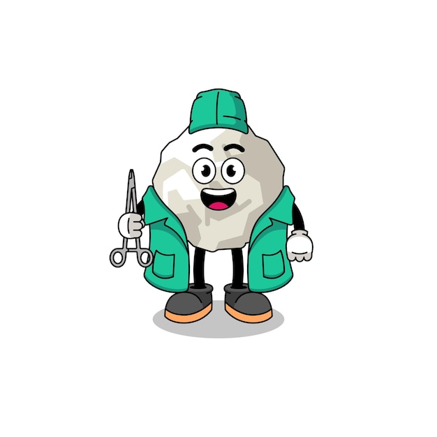 Illustration of crumpled paper mascot as a surgeon