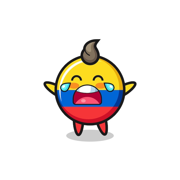 Vector the illustration of crying colombia flag badge cute baby