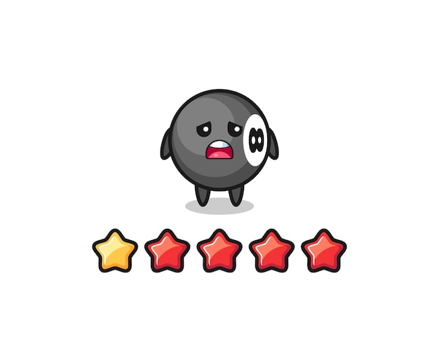 The illustration of customer bad rating, 8 ball billiard cute character with 1 star , cute style design for t shirt, sticker, logo element