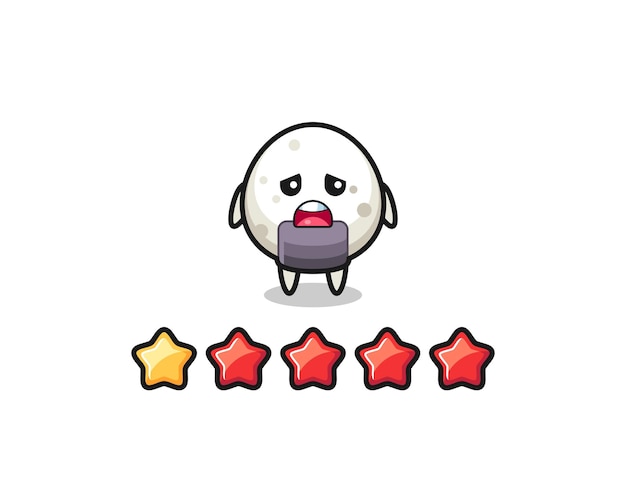 The illustration of customer bad rating, onigiri cute character with 1 star , cute style design for t shirt, sticker, logo element