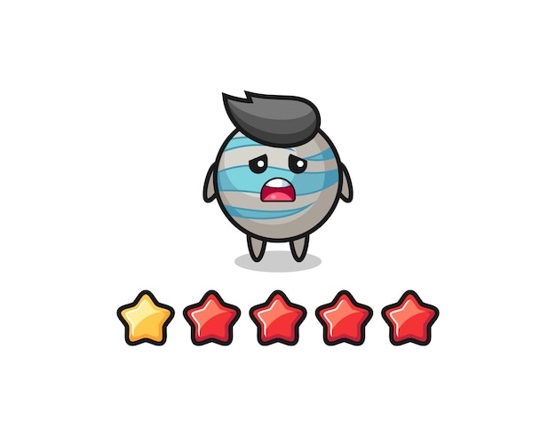 The illustration of customer bad rating, planet cute character with 1 star , cute style design for t shirt, sticker, logo element