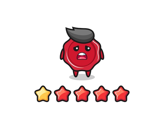 The illustration of customer bad rating, sealing wax cute character with 1 star , cute style design for t shirt, sticker, logo element