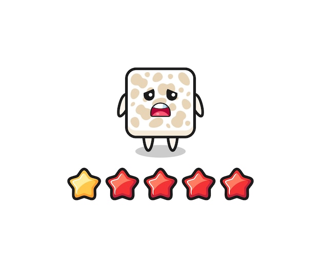 The illustration of customer bad rating tempeh cute character with 1 star