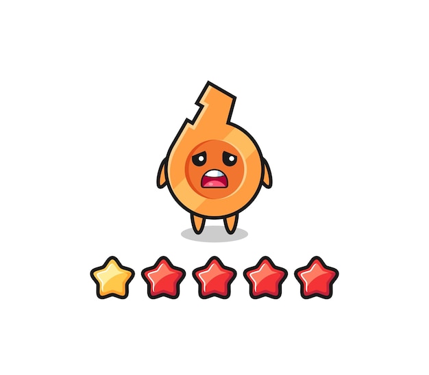 The illustration of customer bad rating whistle cute character with 1 star cute design