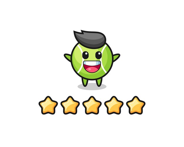 The illustration of customer best rating, tennis cute character with 5 stars , cute style design for t shirt, sticker, logo element