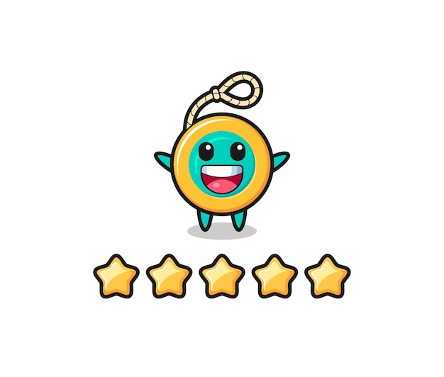 The illustration of customer best rating yoyo cute character with 5 stars