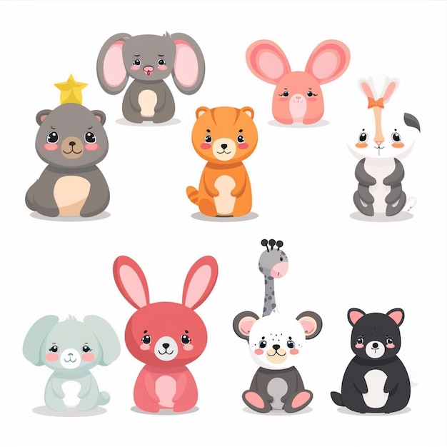 Vector illustration cute animal cartoon vector design baby character background print collection