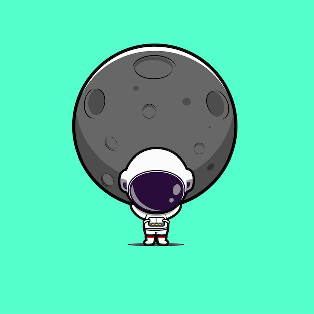 Illustration of cute astronaut carrying the moon