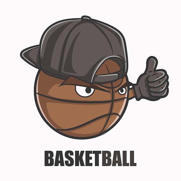 Illustration of a cute basketball ball mascot man giving a thumbs up