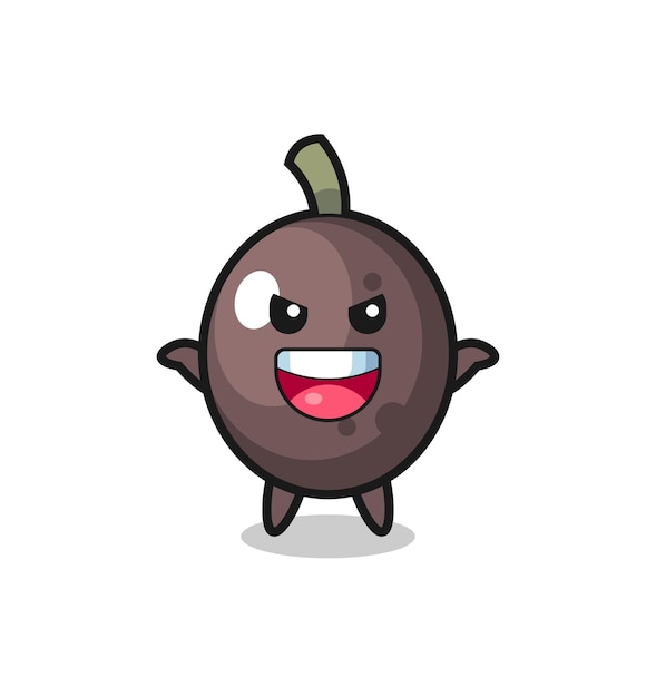 The illustration of cute black olive doing scare gesture , cute style design for t shirt, sticker, logo element