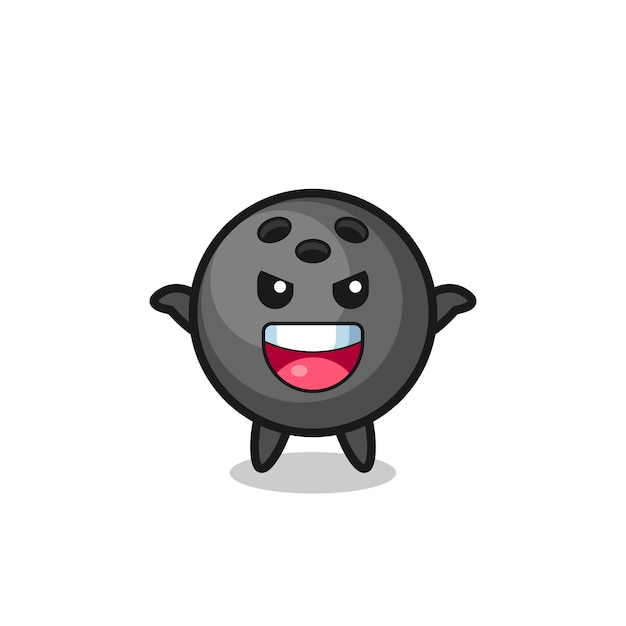 The illustration of cute bowling ball doing scare gesture , cute style design for t shirt, sticker, logo element