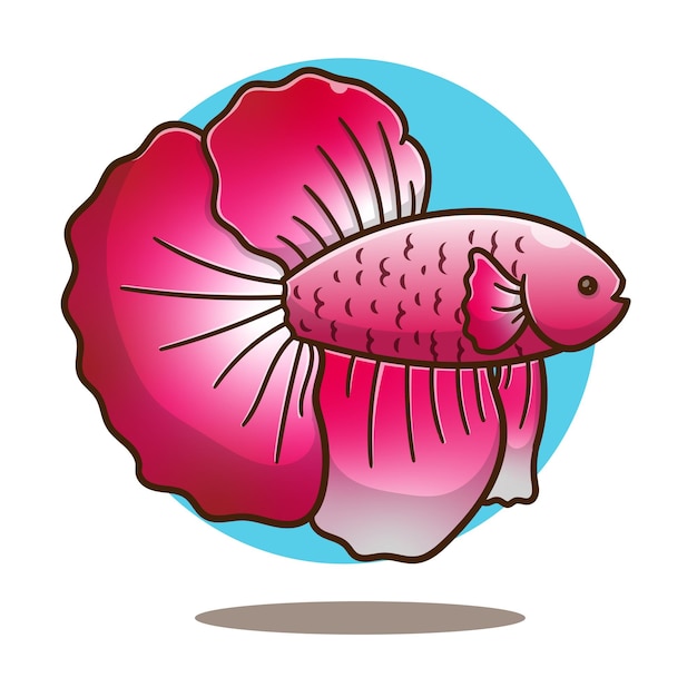 illustration of cute cartoon fish with pink color vector