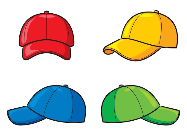 Illustration of cute cartoon hats set