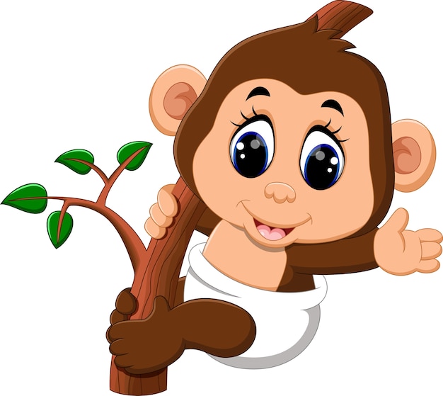 Vector illustration of cute cartoon monkey