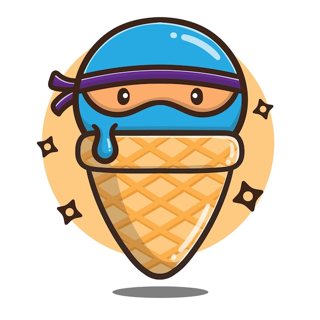 illustration of cute cartoon ninja ice cream good for sticker.