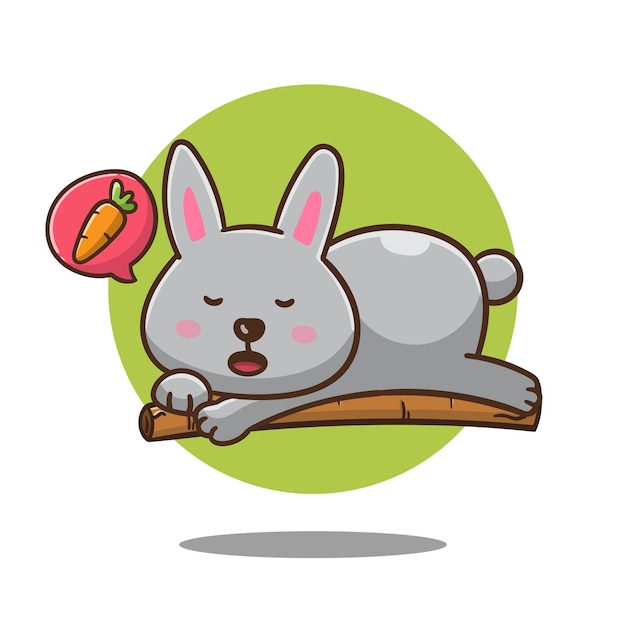 illustration of cute cartoon rabbit sleeping, vector design, good for sticker, vector icon.