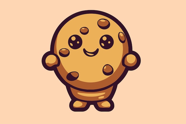 Illustration of a Cute Chocolate Cookie with a Smiling Face