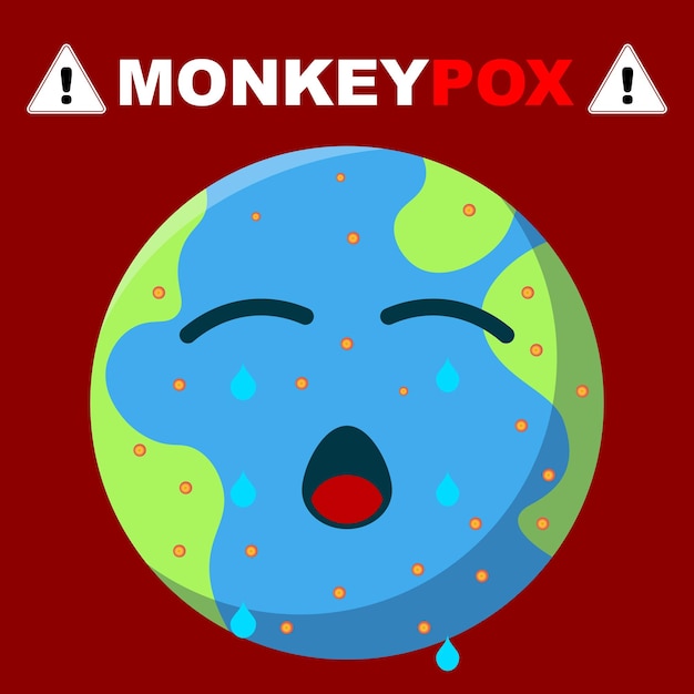 Illustration of cute earth character suffering from monkeypox virus