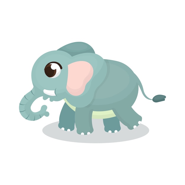 Illustration of Cute Elephant Character with Cartoon Style